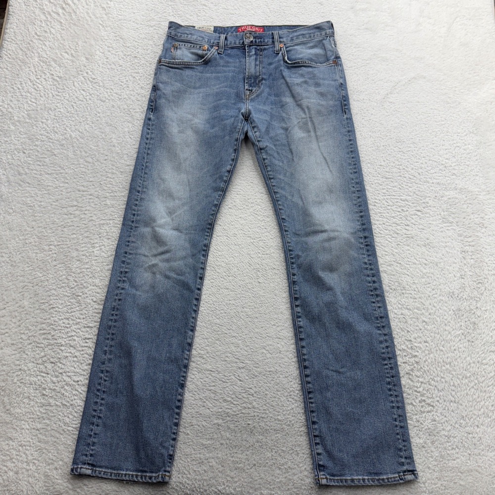 True Grit American Denim Whiskey Slim Straight Jeans Men 30x32 Blue Med Wash USA